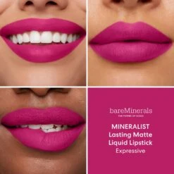 BareMinerals Mineralist Lasting Matte Liquid Lipstick -Care Product Store bareMinerals Mineralist Lasting Matte Liquid Lipstick Expressive On Lips