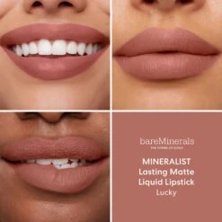 BareMinerals Mineralist Lasting Matte Liquid Lipstick -Care Product Store bareMinerals Mineralist Lasting Matte Liquid Lipstick Lucky On Lips
