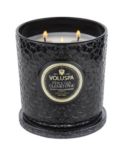 Voluspa Freesia Clementine Luxe Candle -Care Product Store voluspa freesia clementine luxe open lid